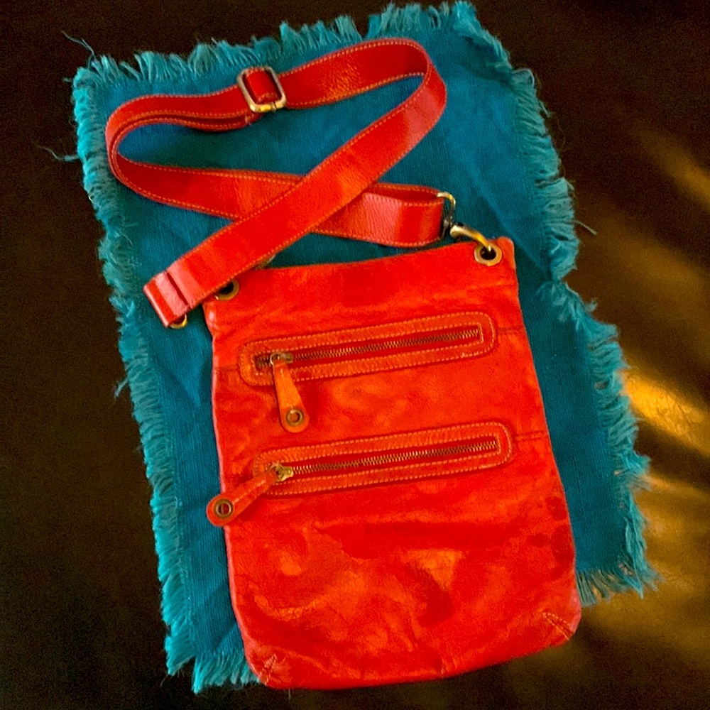 Red Leather Cross/body purse